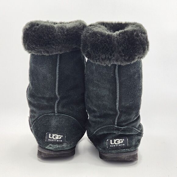 UGG Australia Classic Tall 5815 Sheepskin Suede Black Boots Size 7 - Picture 6 of 12
